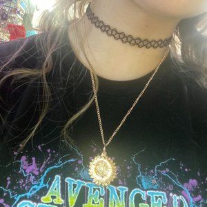 00s retro deadstock gold tone sunflower motivational quote keep going necklace
